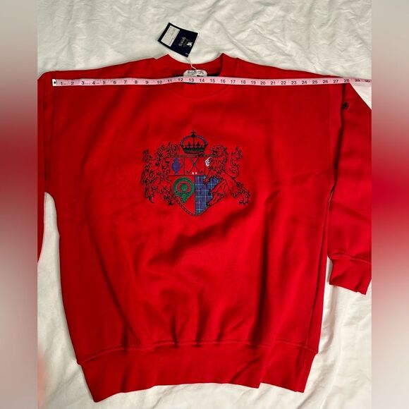 Vintage 80s 90s Pringle Sports Red Crest Sweatshirt Hong Kong Unisex NWT Sz L - Picture 6 of 10